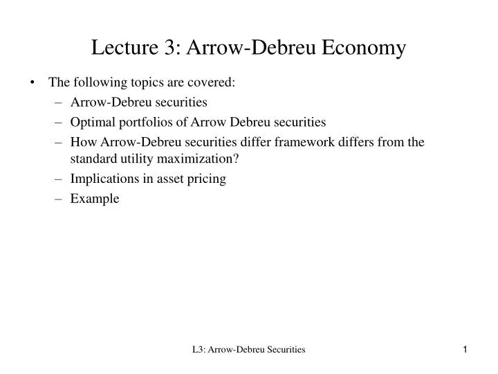 lecture 3 arrow debreu economy