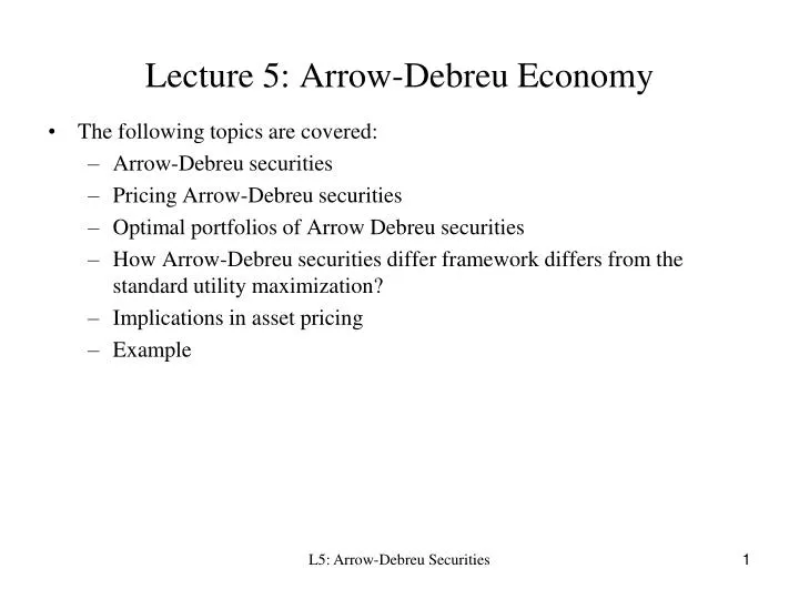 lecture 5 arrow debreu economy