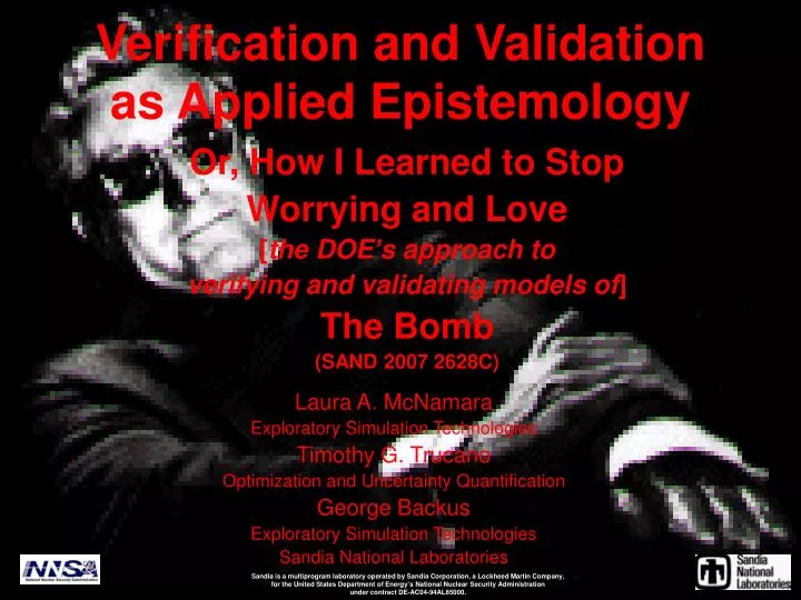 verification and validation as applied epistemology