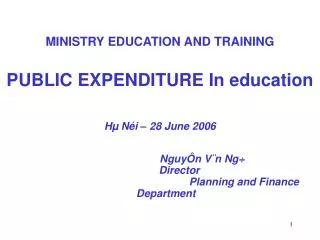 MINISTRY EDUCATION AND TRAINING