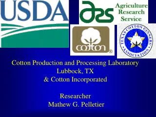 Cotton Production and Processing Laboratory Lubbock, TX &amp; Cotton Incorporated Researcher Mathew G. Pelletier