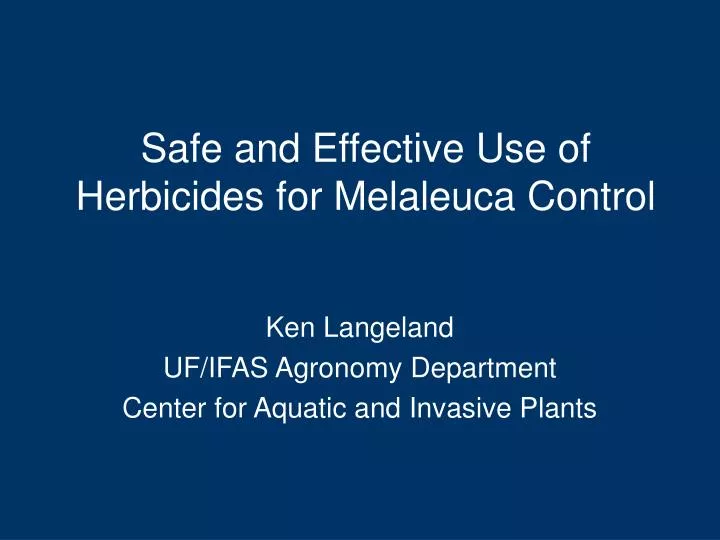safe and effective use of herbicides for melaleuca control