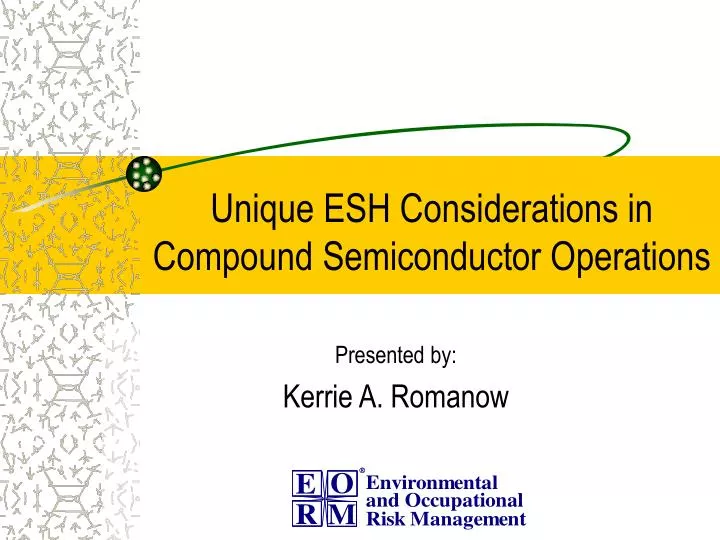 unique esh considerations in compound semiconductor operations