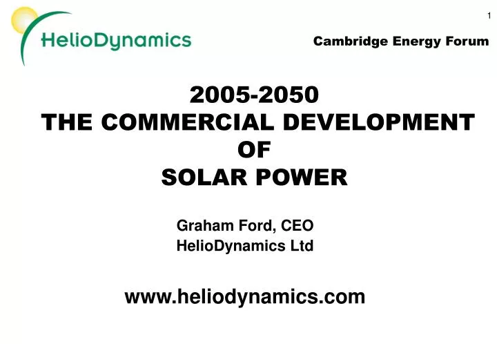 2005 2050 the commercial development of solar power