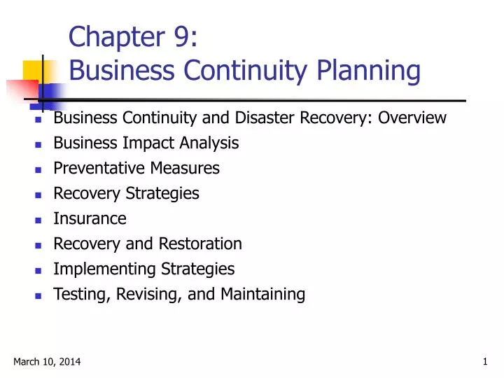 chapter 9 business continuity planning