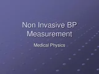 Non Invasive BP Measurement