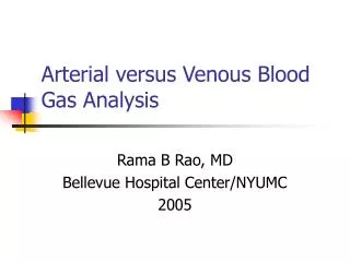 Arterial versus Venous Blood Gas Analysis