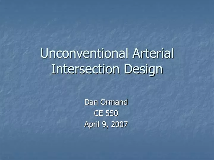 unconventional arterial intersection design