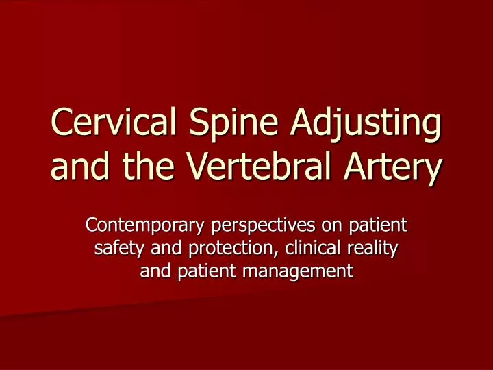 cervical spine adjusting and the vertebral artery