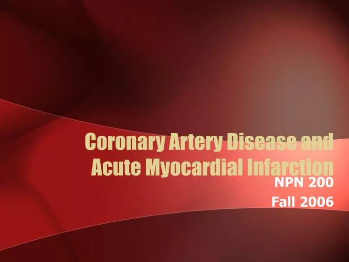 coronary artery disease and acute myocardial infarction