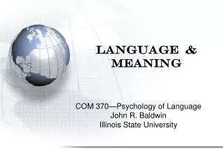 Language &amp; Meaning