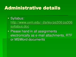 Administrative details