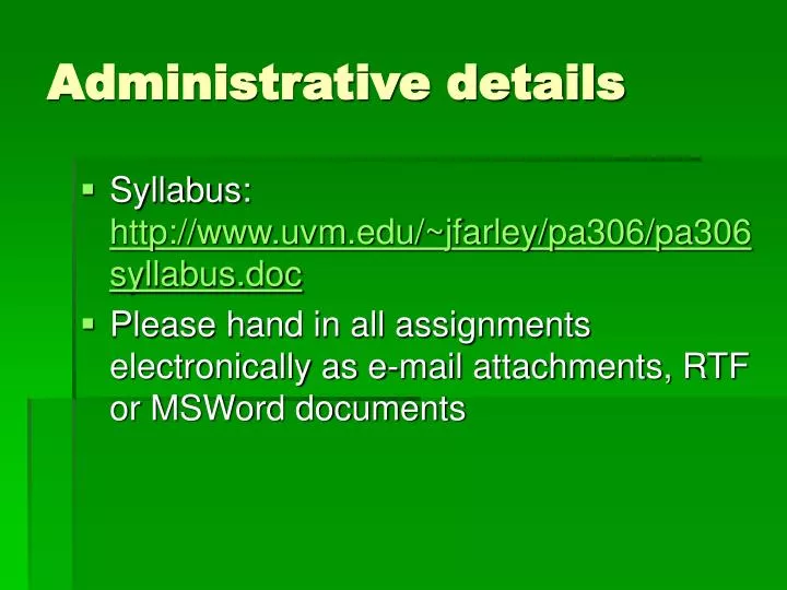 administrative details