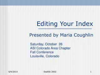 Editing Your Index