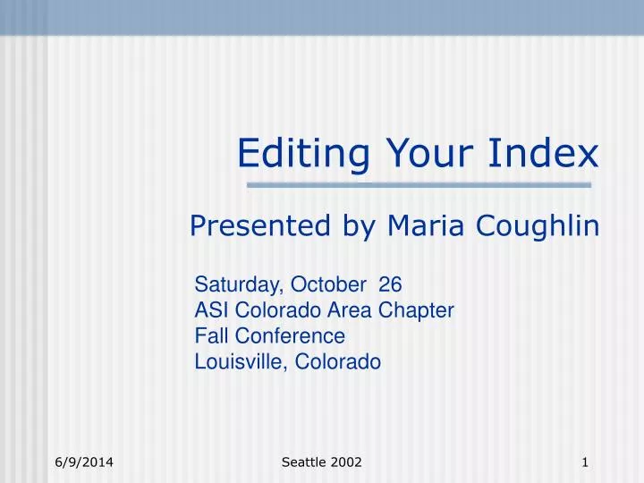 editing your index