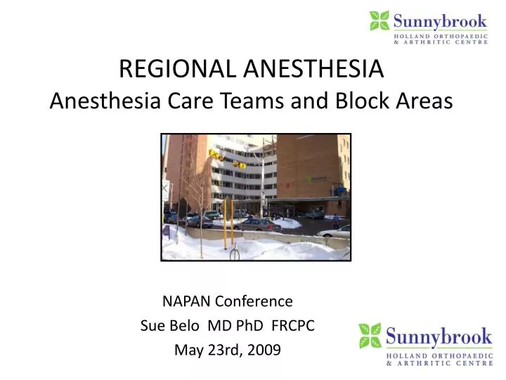regional anesthesia anesthesia care teams and block areas
