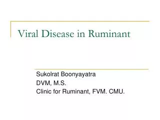 Viral Disease in Ruminant