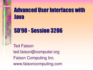 Advanced User Interfaces with Java SD’98 - Session 3206