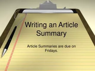 Writing an Article Summary