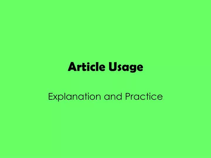article usage