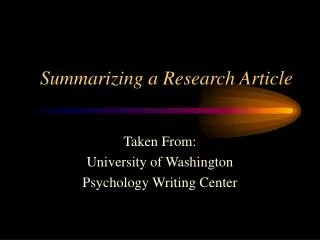 Summarizing a Research Article