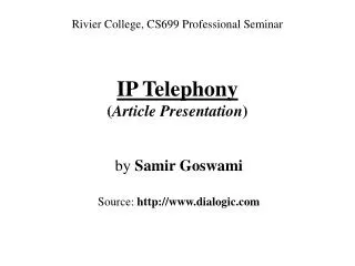 IP Telephony ( Article Presentation )