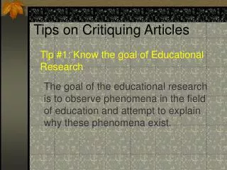 Tips on Critiquing Articles