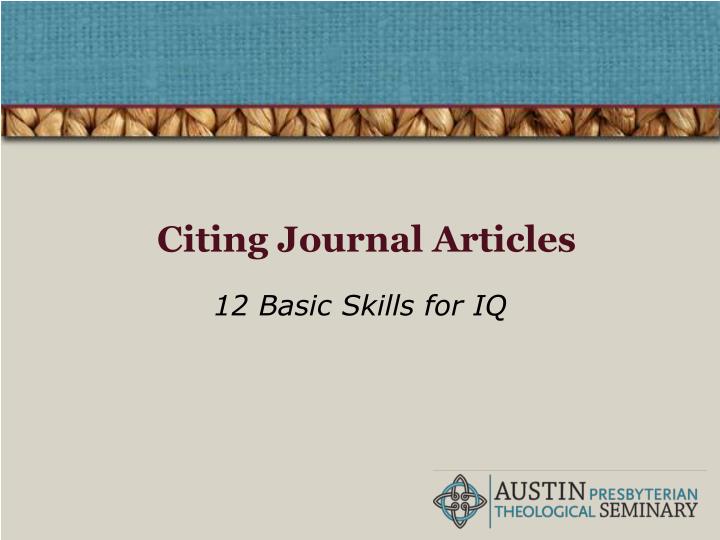 citing journal articles