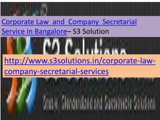 Corporate Law and Company Secretarial Services in bangalore