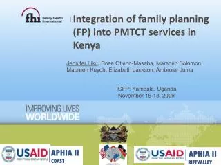 Integration of family planning (FP) into PMTCT services in Kenya