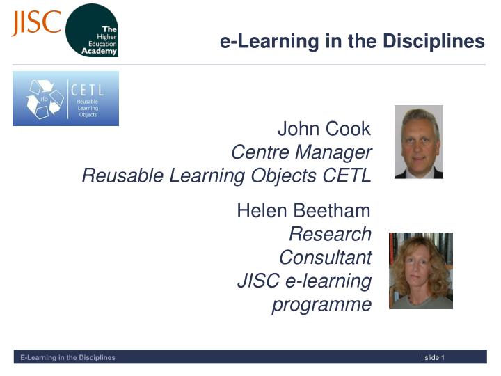 e learning in the disciplines