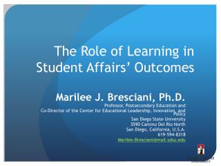 The Role of Learning in Student Affairs’ Outcomes