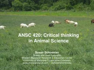 ANSC 420: Critical thinking in Animal Science