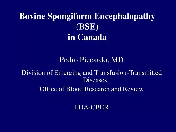 bovine spongiform encephalopathy bse in canada