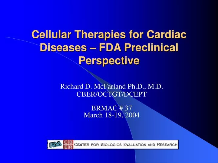 cellular therapies for cardiac diseases fda preclinical perspective