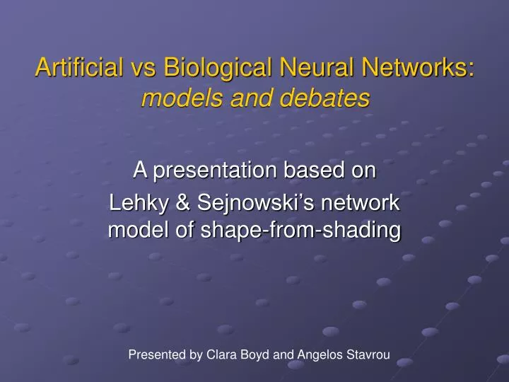 artificial vs biological neural networks models and debates