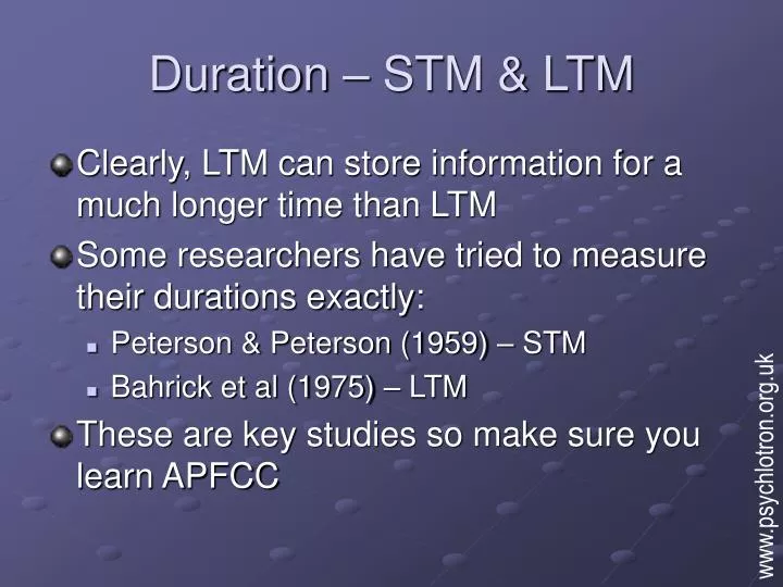 duration stm ltm