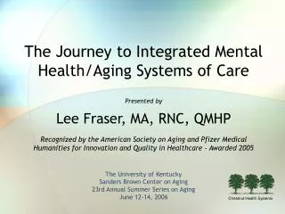 The Journey to Integrated Mental Health/Aging Systems of Care
