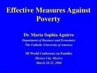 Effective Measures Against Poverty