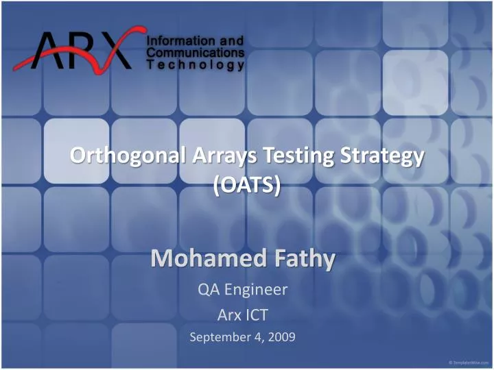orthogonal arrays testing strategy oats