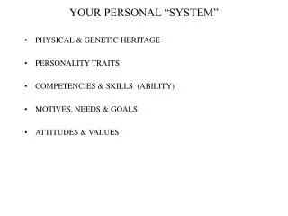 YOUR PERSONAL “SYSTEM”