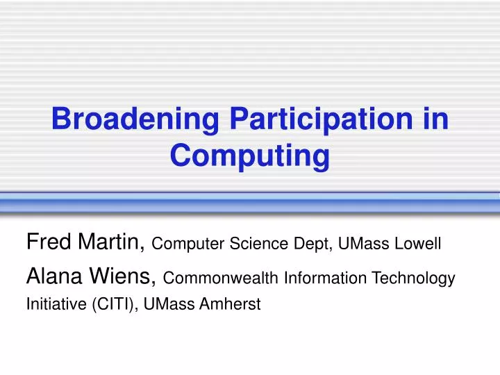 broadening participation in computing