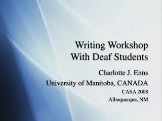 Writing Workshop With Deaf Students
