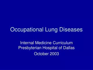Occupational Lung Diseases
