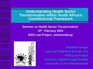 Understanding Health Sector Transformation within South Africa’s Constitutional Framework