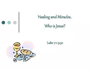 Healing and Miracles.. Who is Jesus? Luke 7:1-9:50
