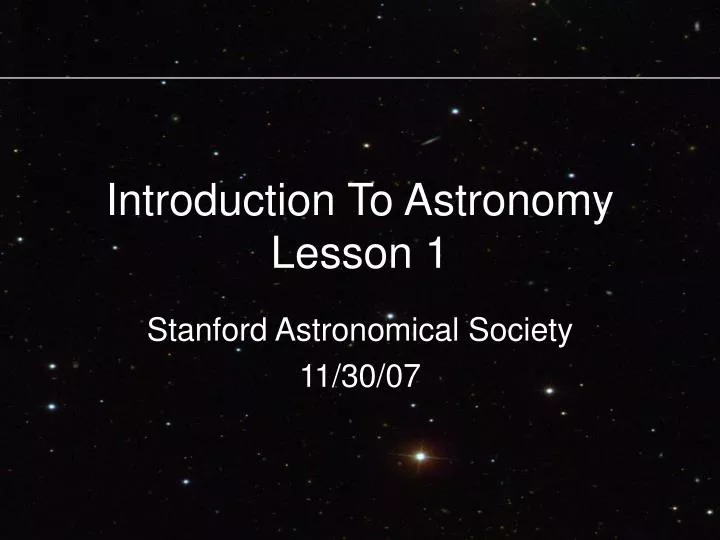 introduction to astronomy lesson 1