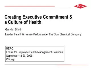 Creating Executive Commitment &amp; a Culture of Health