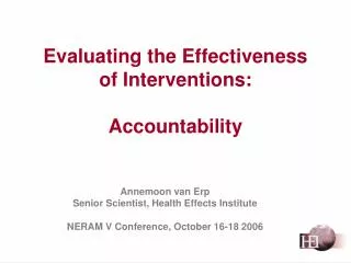 Evaluating the Effectiveness of Interventions: Accountability