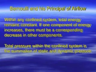 Bernoulli and his Principal of Airflow